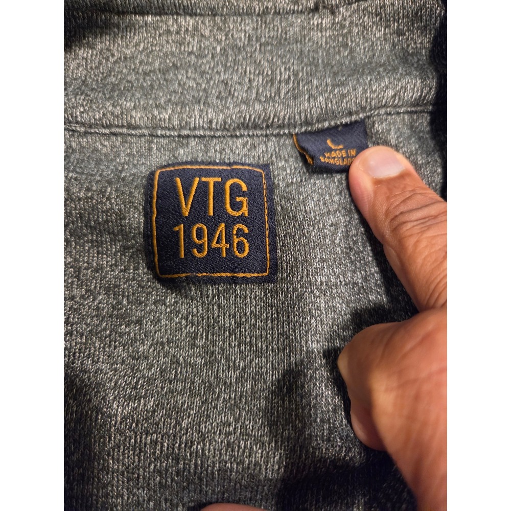VTG 1946 Mens Quarter Zip‎ Pullover Heather Grey Mock Neck Sweater Large - Picture 2 of 9